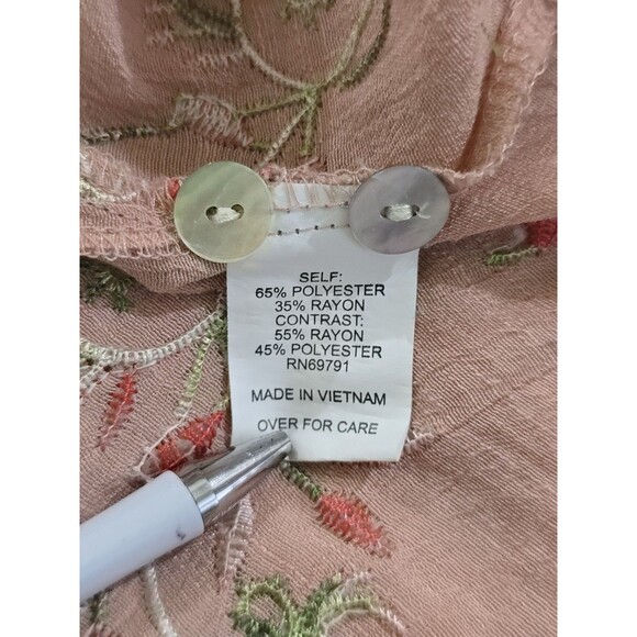 Anthropologie Fig & Flower Button Front Blouse Boho Top Embroidered Large Tab - Picture 10 of 11